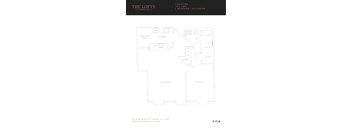 A floor plan of a one bedroom, one bathroom apartment.
