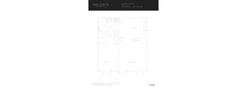 A floor plan of a home with a kitchen, living room, dining room, and bathroom.