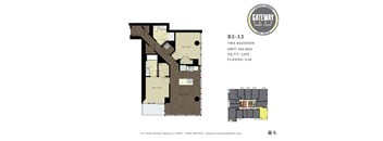 A floor plan for a two bedroom unit at Gateway West Loop.