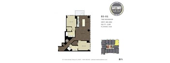 A floor plan for a two bedroom apartment at Gateway West Loop.