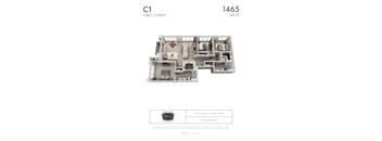 C1 - 3 bedroom floorplan layout with 2 bathrooms and 1465 square feet