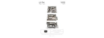 A floor plan for an apartment is shown with three different layouts.