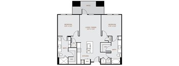 a floor plan of a house with a bedroom and a living room