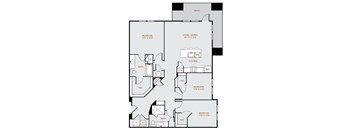 a floor plan of a house with a bedroom and a living room