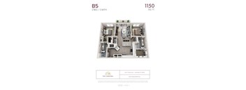 B5 - 2 bedroom floorplan layout with 2 bathrooms and 1150 square feet
