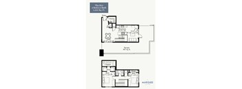 A floor plan for a 2 Bedroom, 2.5 Bath apartment at The B10.