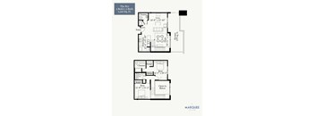 A floor plan for a 2 Bed/2.5 Bath condo sized at 1,284 square feet.