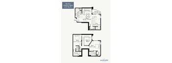 A floor plan for a two bedroom, 2.5 bath home by Marquee.