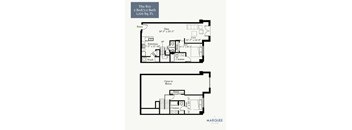 A floor plan for a 2 bedroom, 2.5 bath apartment at The B15.
