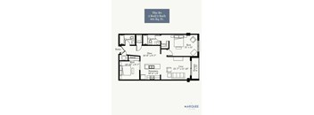 A floor plan of a 2 bedroom, 2 bath apartment.