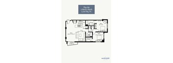A floor plan for a 2 bedroom, 2 bathroom apartment sized at 1,120 square feet.
