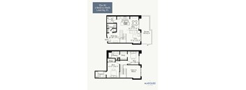 A floor plan for a two bedroom, two bath apartment.