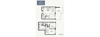 A floor plan for a two bedroom, 2.5 bath apartment at The B8.