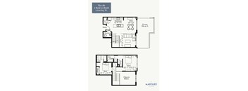 A floor plan for a 2 Bed/2.5 Bath apartment sized at 1,106 Sq. Ft.