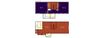 A floor plan of a two-story home with labeled rooms and dimensions.
