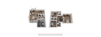 Two floor plans of a house with a garage and a living room.