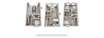 Three floor plans for a house are shown.