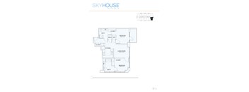 A floor plan for a Skyhouse Buckhead shows a living room, dining room, kitchen, and bedrooms.