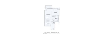 A floor plan of a 2 bedroom apartment with a living room, kitchen and bathroom.