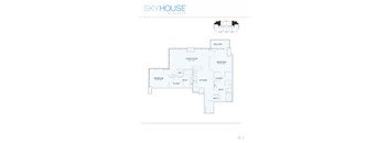 A floor plan of a Skyhouse Buckhead apartment layout.