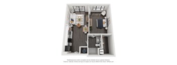 a 1 bedroom floorplan is shown with an open