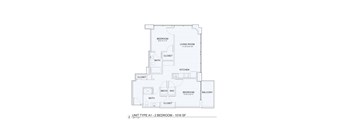 A drawing of a 2 bedroom apartment with dimensions.
