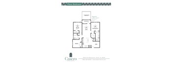 A floor plan for a three bedroom apartment at Casero Apartments.