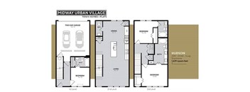 A floor plan for a townhouse in Midway Urban Village.