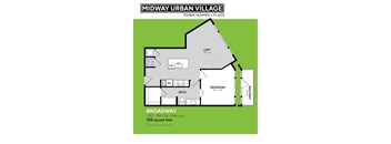 A floor plan for a Midway Urban Village townhome with a loft and balcony.