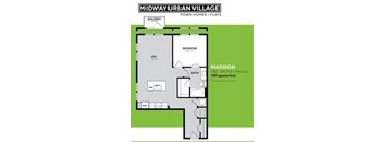 A floor plan for a townhouse with a loft and balcony.