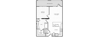 A black and white image of a floor plan for a home with a patio and balcony.