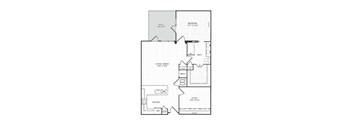 A floor plan of a house with a living room, dining room, kitchen, study, bedroom, bathroom, and balcony.