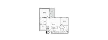 A black and white floor plan of a two bedroom apartment.
