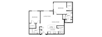 A black and white floor plan of a house with labeled rooms.