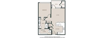 A floor plan of a house with labeled rooms such as bedroom, bath, kitchen, and patio.
