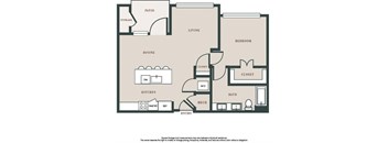 A floor plan of a house with labeled rooms such as bedroom, kitchen, and living room.