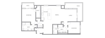 A black and white image of a house floor plan.