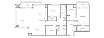 A black and white image of a house floor plan.