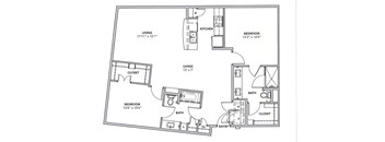 A black and white image of a floor plan for a house.