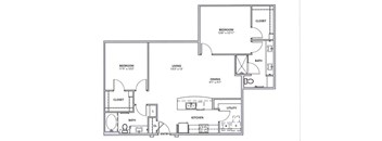 A black and white image of a floor plan for a house.