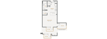 A floor plan of a house with a marina and outlook.
