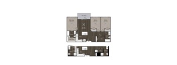 A floor plan of a house with a master bedroom, two bathrooms, and a utility area.
