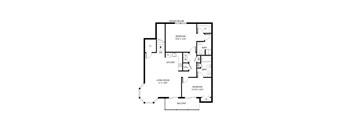 A black and white image of a floor plan for a house.