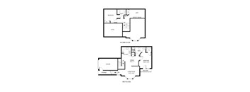 A floor plan of a two-story home with labeled rooms.