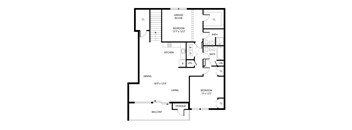 A black and white image of a floor plan for a house.