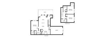 A floor plan of a two-story house with a first and second floor.