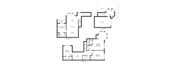 A black and white image of a house floor plan.