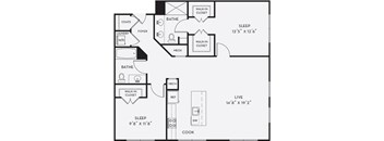 A floor plan shows a sleeping area of 12 feet 5 inches by 12 feet 6 inches, a living area of 14 feet 8 inches by 19 feet 2 inches, and a sleeping area