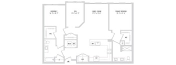 A floor plan of a house with labeled rooms and dimensions.