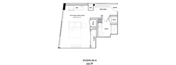A floor plan for a Studio AS-6 apartment sized 435 square feet.